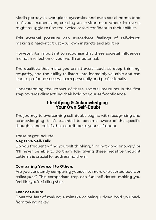 Overcoming self - doubt - A Guide for introverts + FREE 366 page journal - Thrive Together eBooks