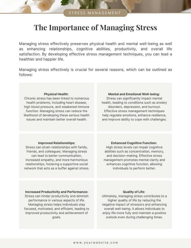 Stress management includes a FREE healthy living journal - Thrive Together eBooks