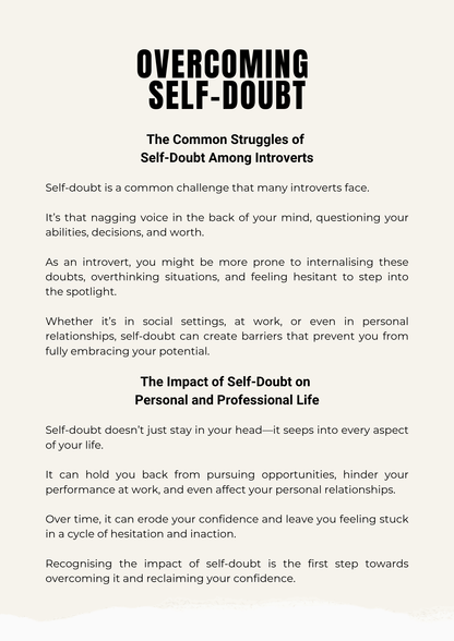 Overcoming self - doubt - A Guide for introverts + FREE 366 page journal - Thrive Together eBooks