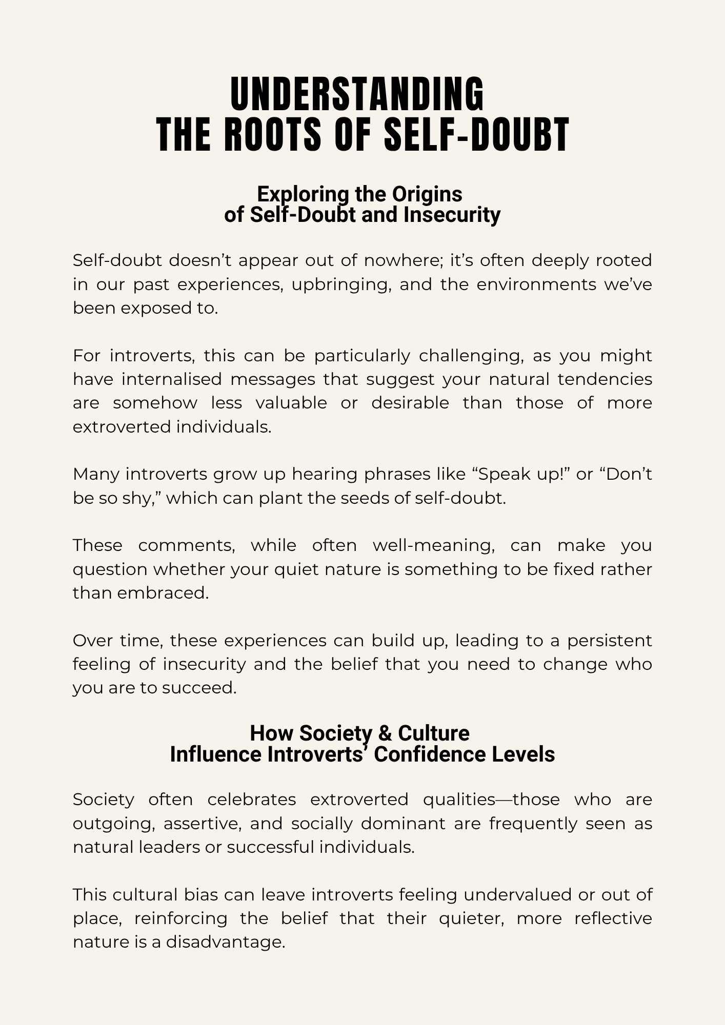 Overcoming self - doubt - A Guide for introverts + FREE 366 page journal - Thrive Together eBooks