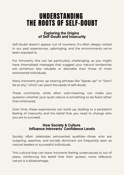 Overcoming self - doubt - A Guide for introverts + FREE 366 page journal - Thrive Together eBooks