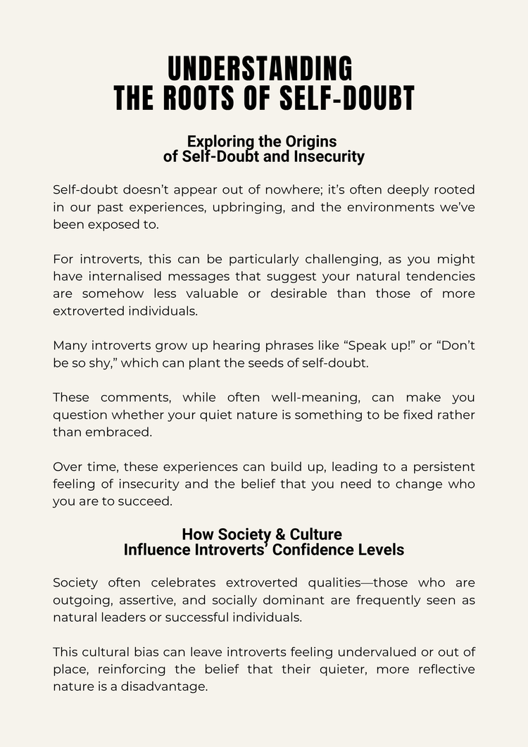 Overcoming self - doubt - A Guide for introverts + FREE 366 page journal - Thrive Together eBooks