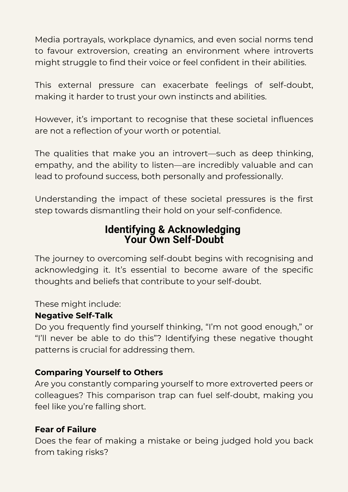 Overcoming self - doubt - A Guide for introverts + FREE 366 page journal - Thrive Together eBooks
